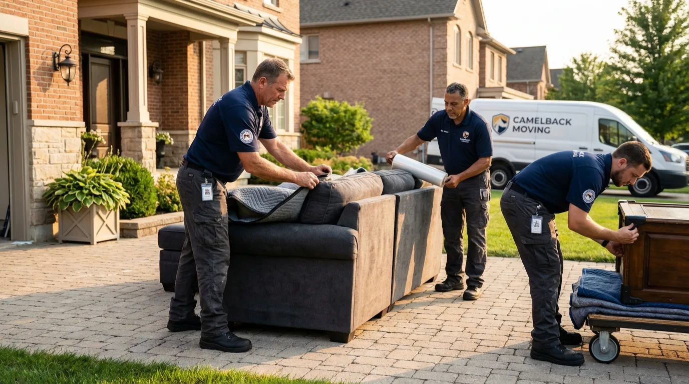 Large estate moving crew wrapping furniture in Nashville, IN