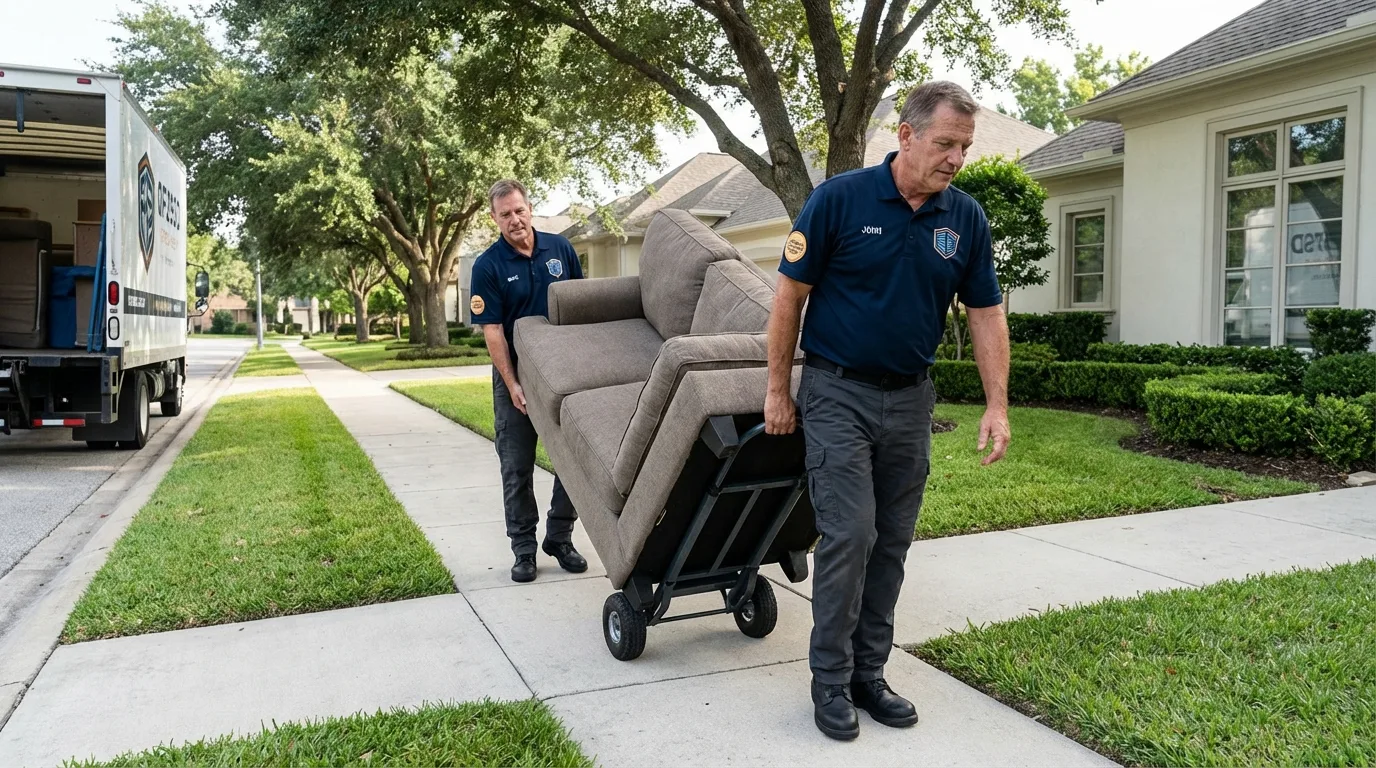 Local residential moving crew loading furniture in Nashville, IN